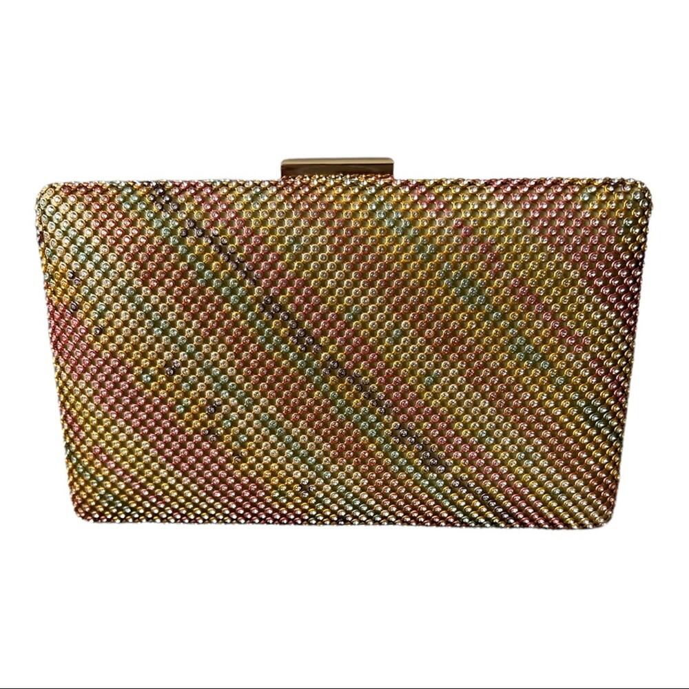 New ALESSIA Rainbow Rhinestones/ Crystal/ Jeweled Clutch/ Crossbody Bag